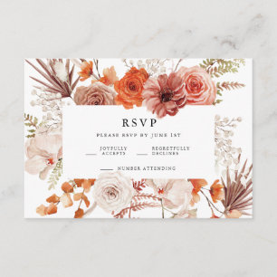 Rust Orange Terracotta Floral Wedding RSVP Enclosure Card