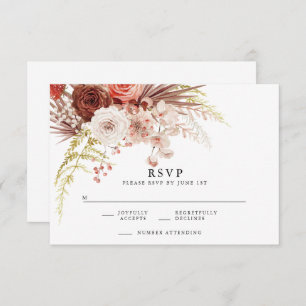 Rust Orange Terracotta Floral Wedding RSVP Enclosure Card