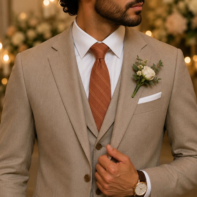 Rust Orange Textured Autumn Wedding & Business Tie (Creator Uploaded)