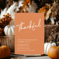 Rust Orange Thankful Thanksgiving Dinner