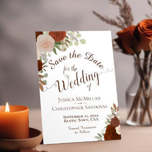 Rust Orange Watercolor Floral Elegant Boho Wedding Save The Date