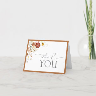 Rust Orange Watercolor Floral Script Thank You