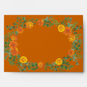 Rust Orange Wedding Vintage Floral Envelope