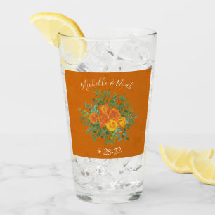 Rust Orange Wedding Vintage Floral Glass