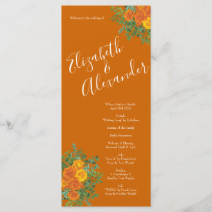 Rust Orange Wedding Vintage Floral Menu