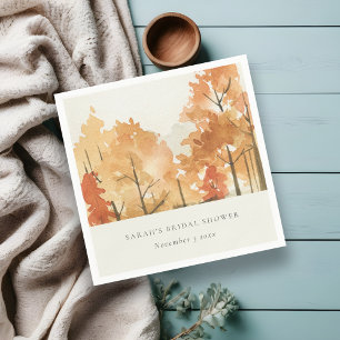 Rust Orange Yellow Autumn Fall Tree Bridal Shower Napkin