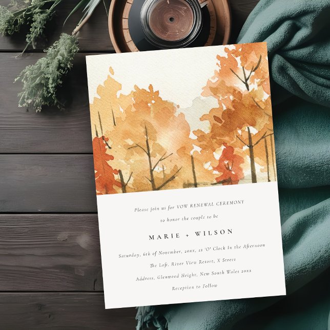 Rust Orange Yellow Autumn Fall Trees Vow Renewal Invitation (Creator Uploaded)
