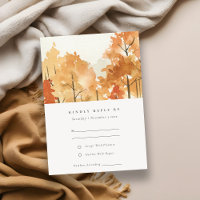 Rust Orange Yellow Autumn Fall Trees Wedding RSVP