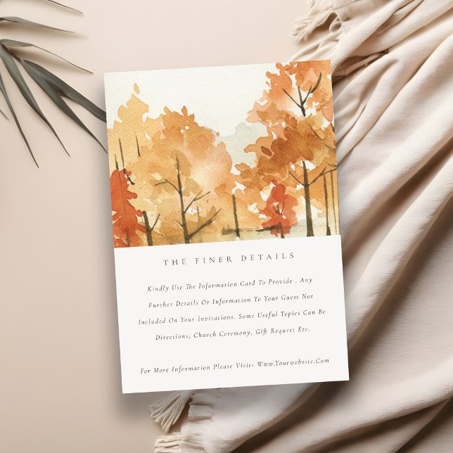 Rust Orange Yellow Fall Trees Wedding Details Enclosure Card (Creator Uploaded)