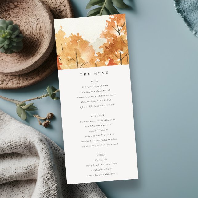 Rust Orange Yellow Fall Trees Wedding Menu Card (Creator Uploaded)