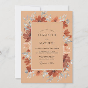 Rust Painted Leaf Wedding Invitation