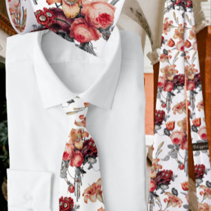Rust Peach Vintage Floral Tie