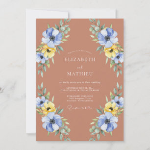Rust Periwinkle Petal Wedding Invitation