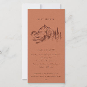 Rust Pine Mountain Sketch Baby Shower Invite
