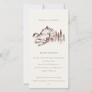 Rust Pine Mountain Sketch Bridal Shower Invite