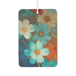 Rust, Pink and Turquoise Floral Car Air Freshener