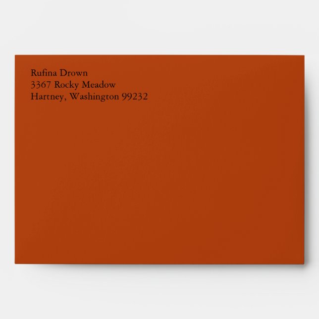 Rust Red A7 5x7 Custom Pre-addressed Envelopes (Front)
