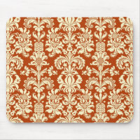Rust-Red & Beige Floral Damask Pattern