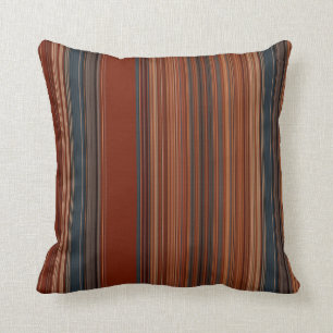 Rust Red Grey Stripes Cushion