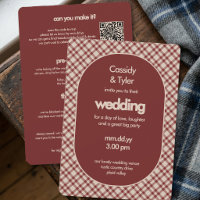 Rust Red Plaid QR Code All In One Wedding