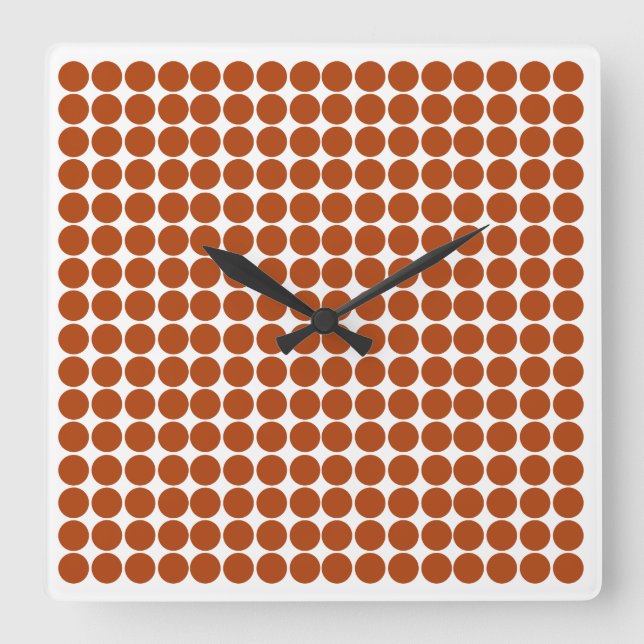 Rust Red Safari Dot Square Wall Clock (Front)