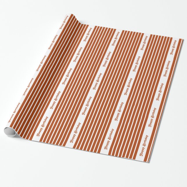 Rust Red Safari Stripe with custom text Wrapping Paper (Unrolled)