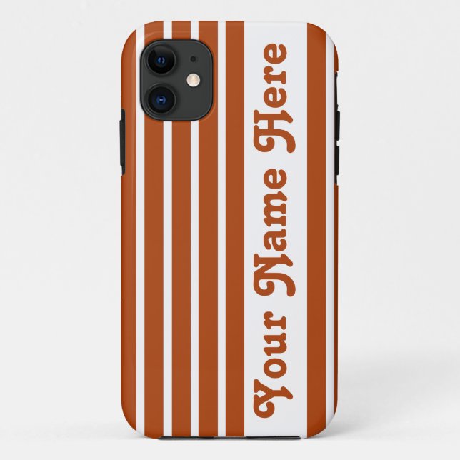 Rust Red Safari Stripe with name Case-Mate iPhone Case (Back)