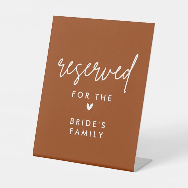 Rust Reserved Bridal Family Wedding Table Signs (Front)