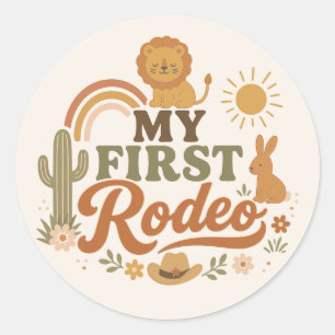 Rust Rodeo First Birthday Stickers Neutral Boho