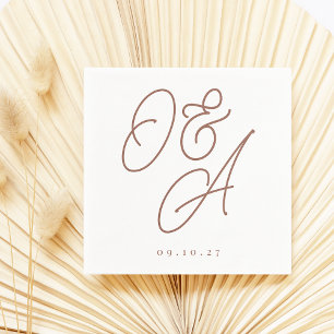 Rust Script Watermark Monogram Wedding Napkin