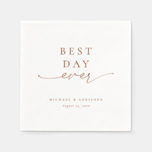 Rust Simple Best Day Ever Calligraphy Wedding Napkin