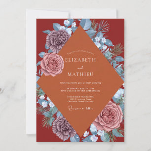 Rust Slate Leaf Wedding Invitation