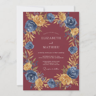 Rust Slate Ranunculus Eucalyptus Wedding Invitation
