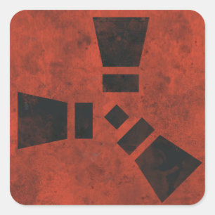 RUST Symbol Black on Dirty Red  Square Sticker