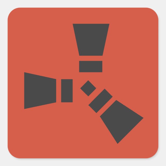 RUST Symbol Black on Red Square Sticker (Front)