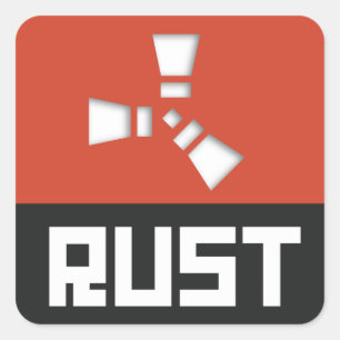 RUST Symbol Clear on Red  Square Sticker