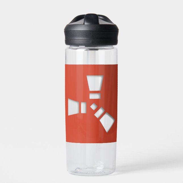 RUST Symbol Red on Clear Shadowed Water Bottle (Front)