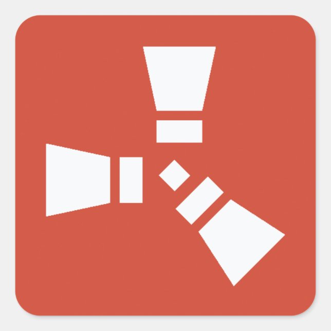 RUST Symbol White on Red   Square Sticker (Front)