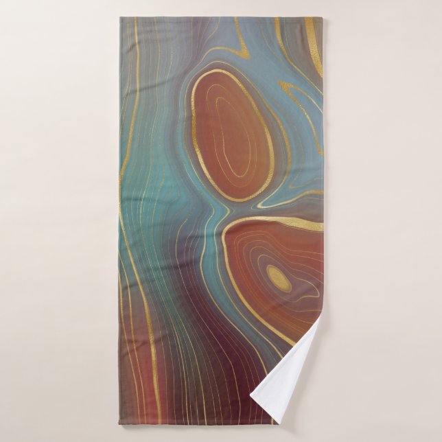 Rust & Teal Earth Strata Pet    Bath Towel (Bath Towel)