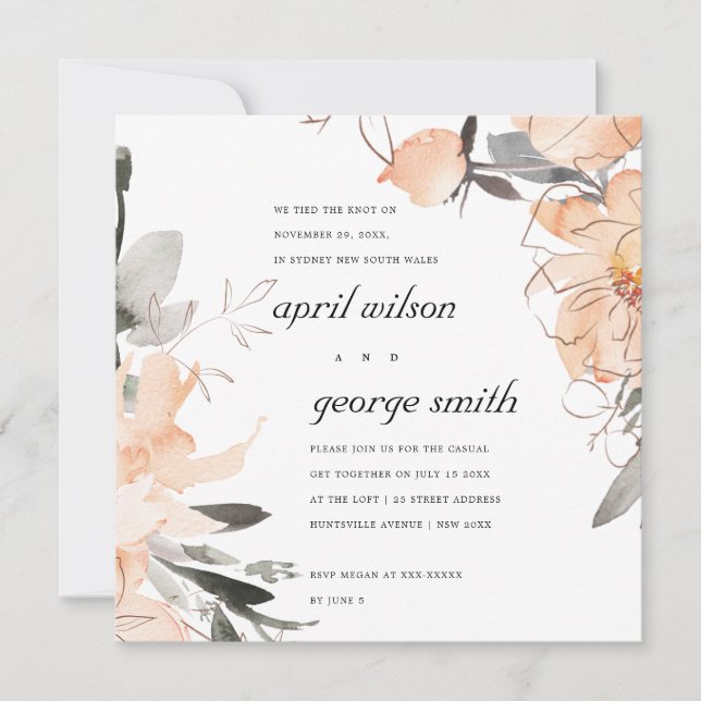 RUST TERRACOTTA BROWN FLORAL WE TIED THE KNOT CARD (Front)