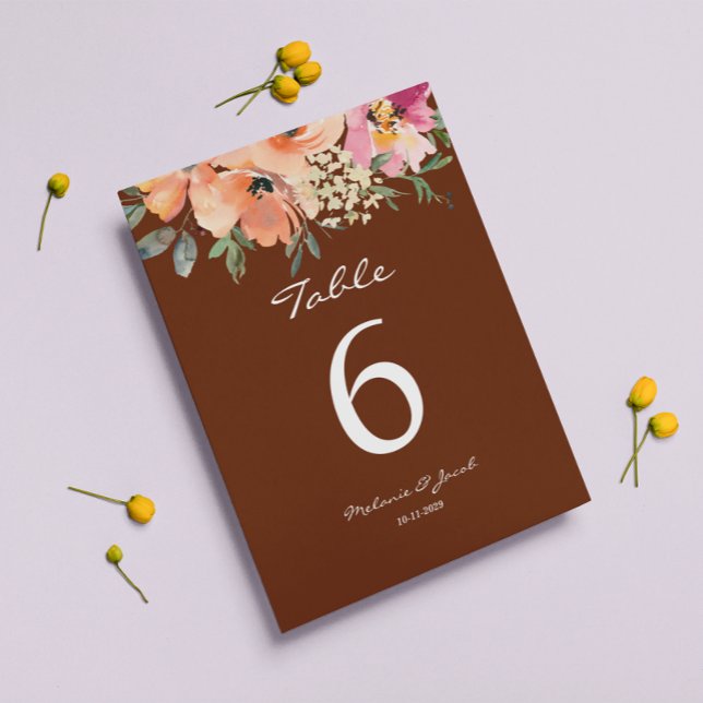 Rust Terracotta Floral  Table Number (Creator Uploaded)