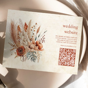 Rust Terracotta Flowers Burnt Orange Fall Wedding Enclosure Card