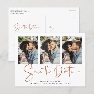 Rust Terracotta Handwritten Wedding Save the Date Postcard