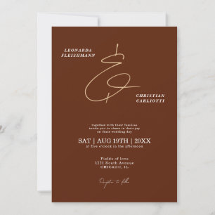 Rust Terracotta Minimalist Ampersand Wedding Invitation