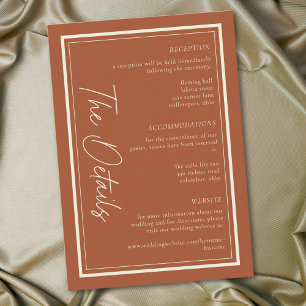 Rust Terracotta Minimalist Frame Wedding Enclosure Card