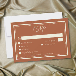 Rust Terracotta Minimalist Frame Wedding RSVP Card