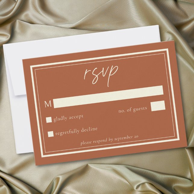 Rust Terracotta Minimalist Frame Wedding RSVP Card (Rust Terracotta Minimalist Frame Wedding RSVP Card)