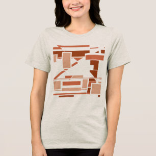 Rust Terracotta Red Beige Southwest Look Abstract  Tri-Blend Shirt