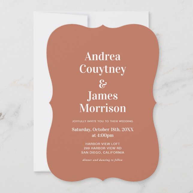 Rust Terracotta Rosey sunset wedding theme Invitation (Front)