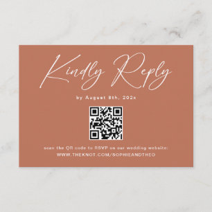 Rust Terracotta Wedding RSVP QR Code Enclosure Card